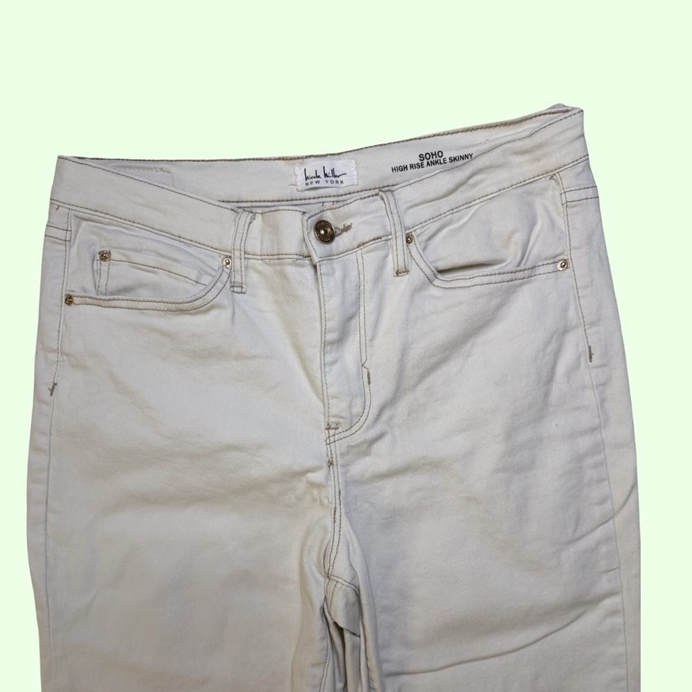 Nicole Miller SoHo High Rise Ankle Skinny Cream Jeans